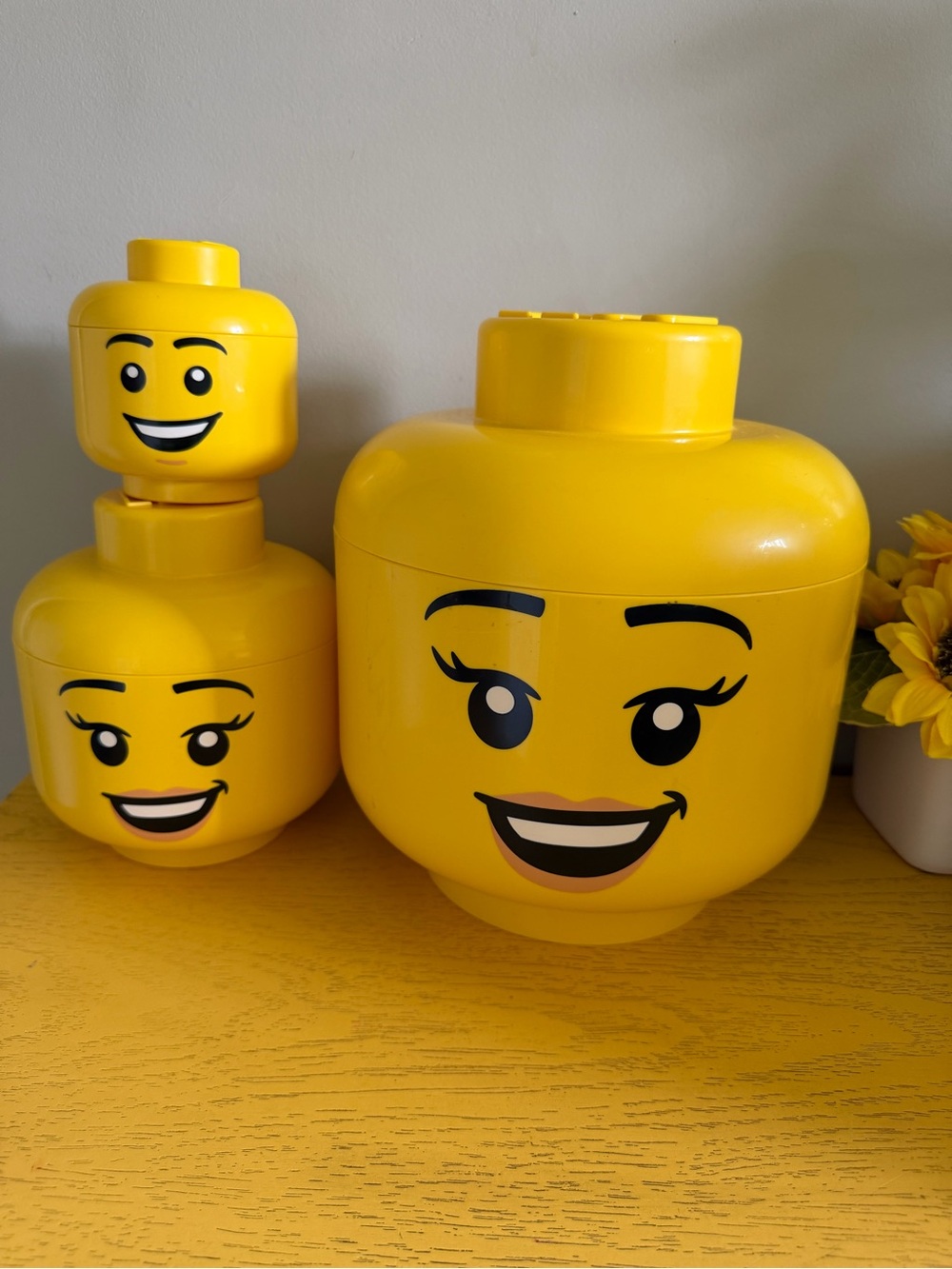 Trio Lego heads organizer/ containers